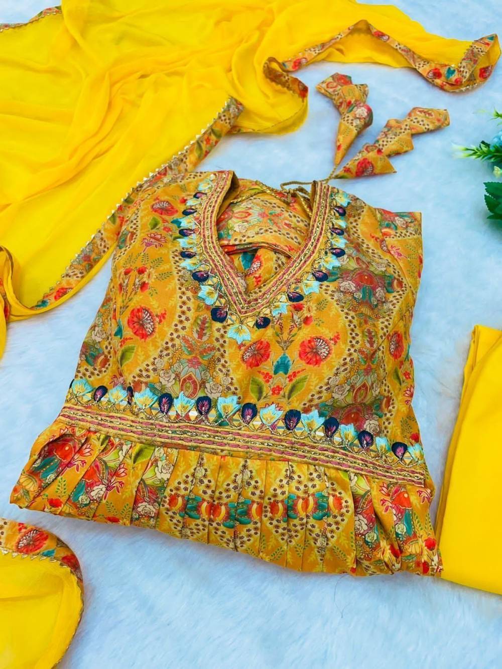 Presenting New Special Party Wear Aliya Cut Dresses Dupatta With Pant